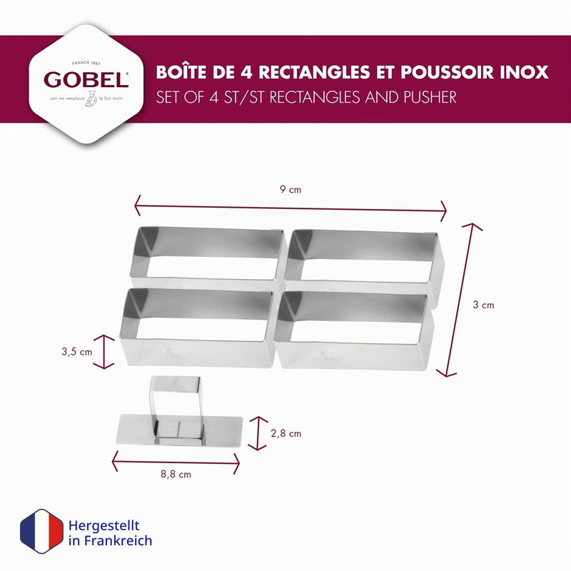 Gobel 881780 Box of 4 Rectangular Shape Push Switch Stainless