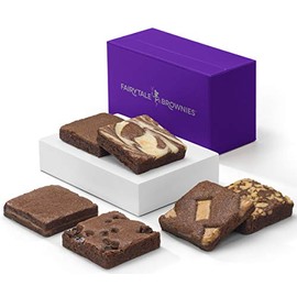 Fairytale Brownies Brownie Half-Dozen Individually Wrapped Gourmet Chocolate Food Gift Basket - 3 Inch Square Full-Size Brownies - 6 Pieces - Item HF160