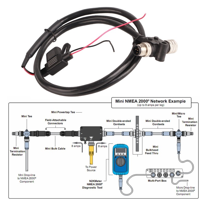 For NMEA 2000 1m/3.28ft 5 Core T Connector Backbone Cable