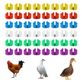CYWVYNYT Pack of 48 Chicken Leg Rings Multicoloured Chicken Identification Leg Bands Numbered Clip on Poultry Leg Rings for Gamefowl Turkey Duck Goose Guinea (18 mm)