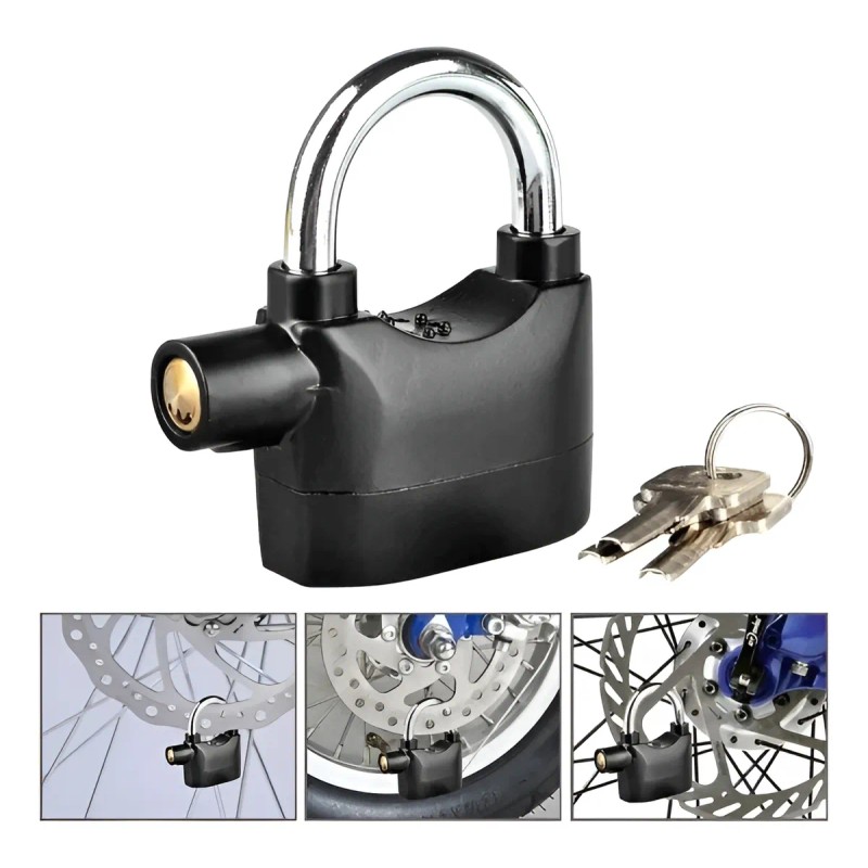 Candado Alarma Sonora Lock Caso70 70mm 110db Llave Puntos Color