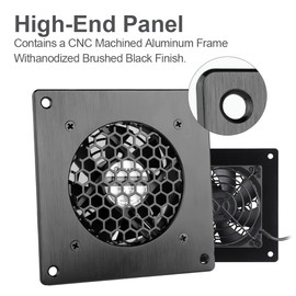 BRIEFCEC USB Fan 80mm Cabinet Fan 5V Fan 2600RPM 32CFM USB PC Fans Cooling Radiator with Black Metal Panel for Home Theater AV Cabinet Cooling 8cm(80mm, Metal Panel Fan With Control, 1Set)