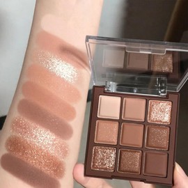 Erinde 9 Colors Eyeshadow Palette, Matte Shimmer Glitter Eye Shadow Palette Makeup, Highly Pigmented Long Lasting Waterproof, Natural Neutral Nude Eyeshadow Makeup Pallet, Chocolate Brown