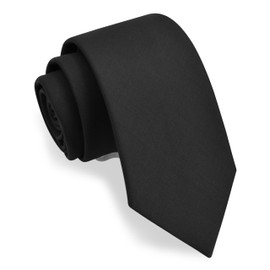 GUSLESON 8cm Black Tie for Wedding Solid Cotton Suit Tie Mens Formal Necktie for Business (1032-16)