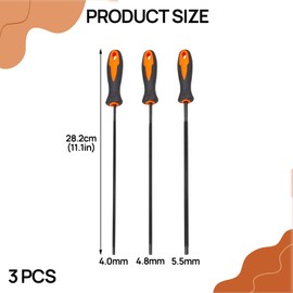 Pack of 3 File for Chainsaw, Horse Round File 4 mm with Handle, Chainsaw Files, Available in 3 Sizes of 4.0 mm, 4.8 mm, 5.5 mm, Horse File Suitable for Chainsaw Sharpening