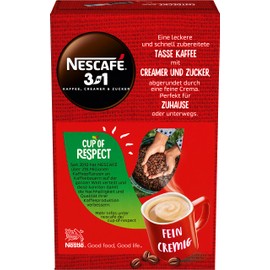 NESCAFÉ 3-in-1 Drink Powder Sticks, Soluble Bean Coffee with Creamer & Sugar, Instant Coffee from Exquisite Coffee Beans, Caffeinated, Pack of 1 (1 x 10 Drinks Powder Sticks of 16.5 g)