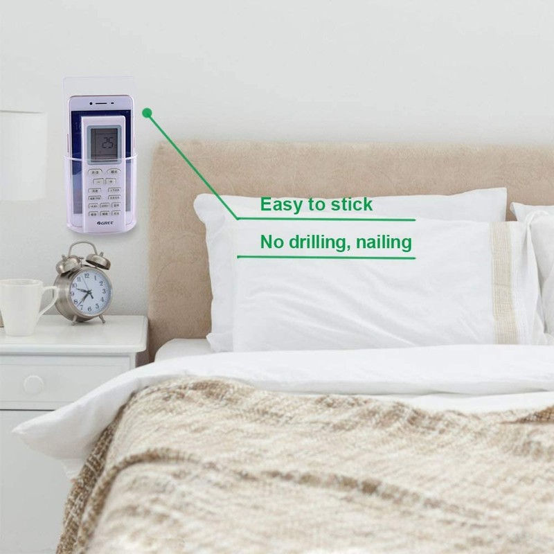 TIE-DailyNec 4 PCS Remote Control Holder, Wall Mount Self-Adhesive Transparent