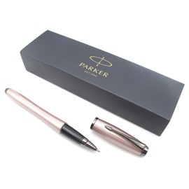 Parker Urban Premium Metal Rollerball Pen - Metallic Pink Pastel Chiselled with Gunmetal Trim - Black Ink - Gift Boxed