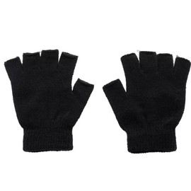 Unisex Fingerless Thermal Fleeced Warm Winter Magic Driving Typing Black Gloves, One Size