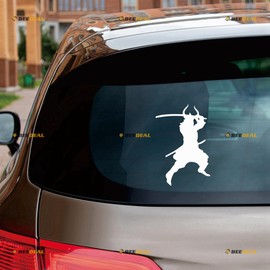 Japanese Samurai Japan Katana Bushido Sticker Decal Vinyl - 2 Pack White 4" - for Car Boat Laptop Cup No Background Die-Cut 0213a5