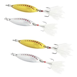 (Orurdo Fishing Equipment) Jig Noodle Jump Spoon "Hirardo A" 0.4 oz (10 g) 2 Colors (Gold/Silver), Set of 4 for Flounder, Magochi, Bri, Campachi, Hirasuki, Sea Bass, and Other Salt Games, Native Trout, Brown aiming at River, Black Bass Metal Jig, Jig Spoon 157a0 1n0