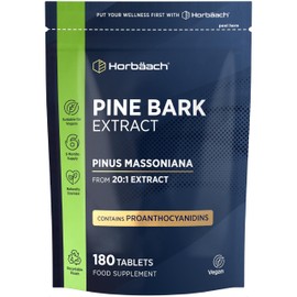 Pine Bark Extract 400mg | Providing Proanthocyanidins | Naturally Sourced | from 20:1 Pinus Massoniana Extract | 180 Tablets - 6 Months Supply | Vegan | by Horbaach