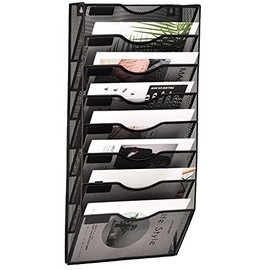 EASEPRES Organizador de malla para pared, con 8 compartimientos, para documentos, papelería, correspondencia, revistas, con etiqueta de identificación