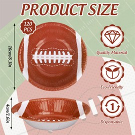 120Pcs Football Paper Bowls Sports Ball Court Party Snack Bowl Disposable Serving Bowls for Sports Game Day Events Household Party Supplies Decor