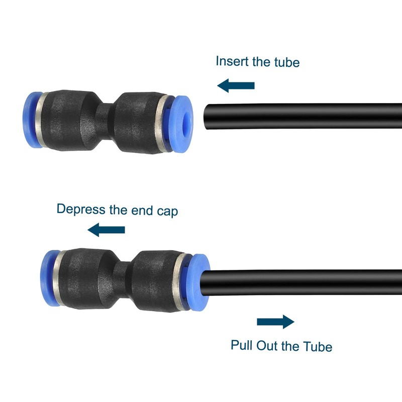 sourcing map Push to Connector Fitting, 4mm Tube OD Quick