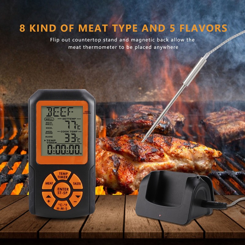 Wireless Barbecue Thermometer 328ft Remote Range Digital Kitchen Thermometer with