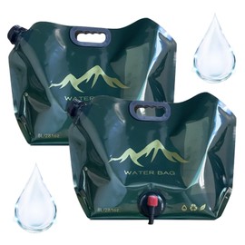 Valicaer 2 Stück Faltbarer Wasserkanister 8L mit Hahn, Tragbarer Wassersack für Camping, Wandern und Trinkwasser Lagerung zu Hause,BPA Frei (Grün)