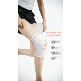 Honwor Adjustable Knee Brace for Meniscal Tear, ACL/MCL Injuries, Arthritis Recovery - Breathable & Stabilizing Design for Men & Women (White)