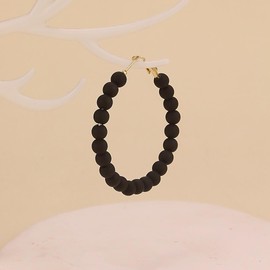 Colorful Hoop Earrings for Women 80s 90s Neon Acrylic Beads Hoop Earring Mixed Color Disco Large Circle Round Earings (Black)