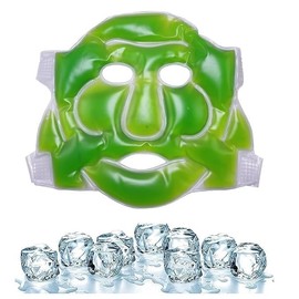 Clickswift Aloe Vera Cool Gel Full Face Mask Patch Summer Ice Cooling Sleeping Mask Pad for Under Eye Patches Remove Dark Circles, Fatigue for Men & Women, Green, 1 Pcs