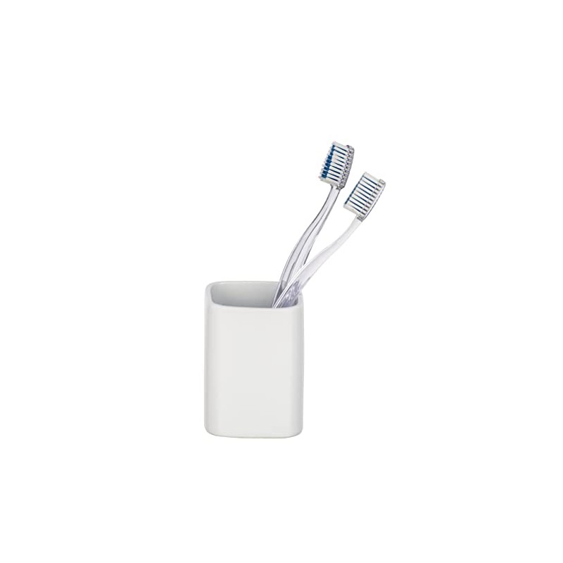 Wenko ceramica portaspazzolino Hexa opaco, Bianco, 6.5 x 6.5 x