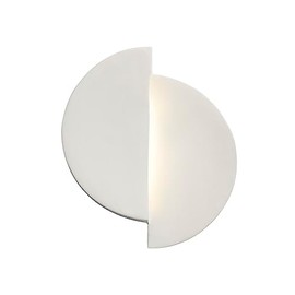 Justice Design Offset Circle Dimmable Integrated LED Wall Sconce in Ceramic Bisque with Closed Top for Lighting Decor for Living Room, Dining Room, Hallway, Home Theater, Dining Room or Office