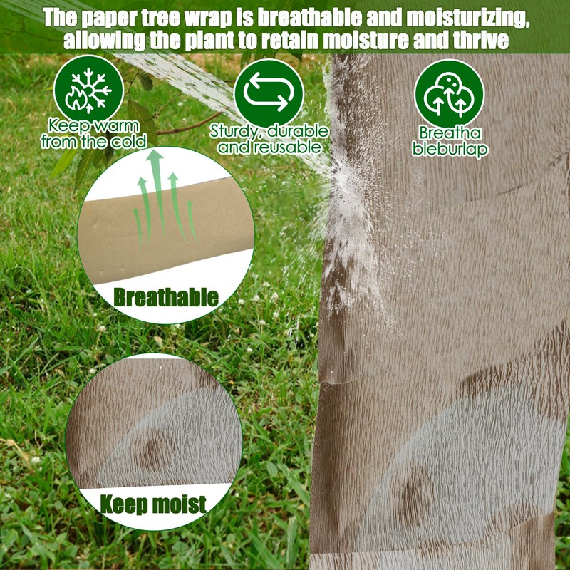 213 Ft Paper Tree Wrap For Damaged Bark, Weather Resistant