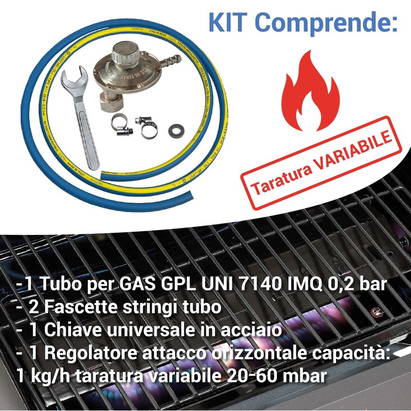 Crisalide® Gasschlauch-Set mit variabler Kalibrierung und Schraubenschlüssel – 1,5 m
