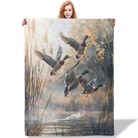 Plistiz Duck Throw Blanket 50"x60", Waterfowl Takeoff Theme Blankets for Living Room Couch, Home Decor, Soft Flannel Duck Gifts for Adults and Women