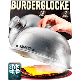 Smashi® Set of 2 Stainless Steel Burger Bells - Melting Bell & Cover for Grill, Plancha & Kitchen - Ideal for Cheeseburgers - High Quality Accessories in Burger Grill Set