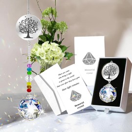 Memorial Gifts Crystal Suncatcher,Unique Sympathy Gifts for Loss of Loved One,Rainbow Maker Bereavement Gifts Box for Loss of Father Mom Dad Son Daughter Husband Brother Grandmother (Tree)