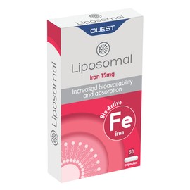 Quest - Liposomal Iron 30x 15mg Vegan Capsules. High Strength and Potency Iron Supplements for Women & Men, Supports Energy Production While Reducing Tiredness & Fatigue. Non GMO, Dairy & Gluten Free