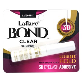 Laflare 3D Eyelash Bond Ultimate Hold Adhesive, Waterproof, Latex-free, Formaldehyde -Free Brush On Eyelash Glue (CLEAR)