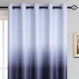 Yakamok 63 Inch Long Ombre Curtains,Thermal Insulated Light Blocking Greyish White to Black Gradient Color Curtains, Room Darkening Grommet Window Drapes for Living Room/Bedroom(2 Panels,62W x 63L)