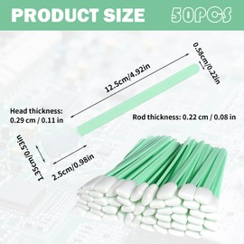 50 Stück Reinigung Schwamm Lang Steril,Reinigungsstäbchen,Wattestäbchen Großer Kopf,Schaumreinigungs-Wattestäbchen,Detailing Wattestäbchen Rechteckig für Kamera,Objektiv,Tintenstrahldrucker