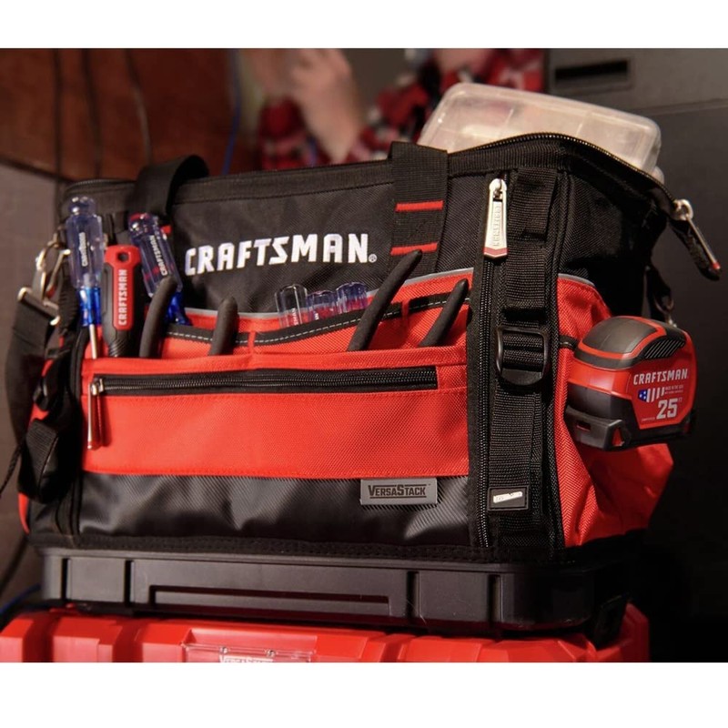 CRAFTSMAN VERSASTACK Zippered Tool Bag, 31 Pocket Organizer, Heavy Duty