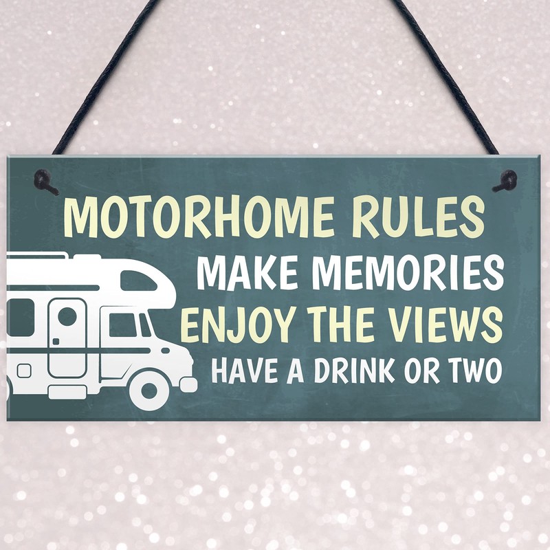 RED OCEAN Motorhome Rules Sign Hanging Door Plaque Motorhome Caravan