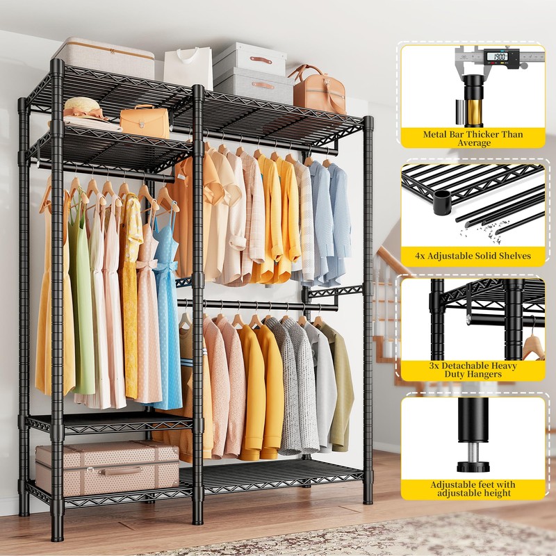 Raybee Clothes Rack Heavy Duty Loads 780LBS Clothing Racks for