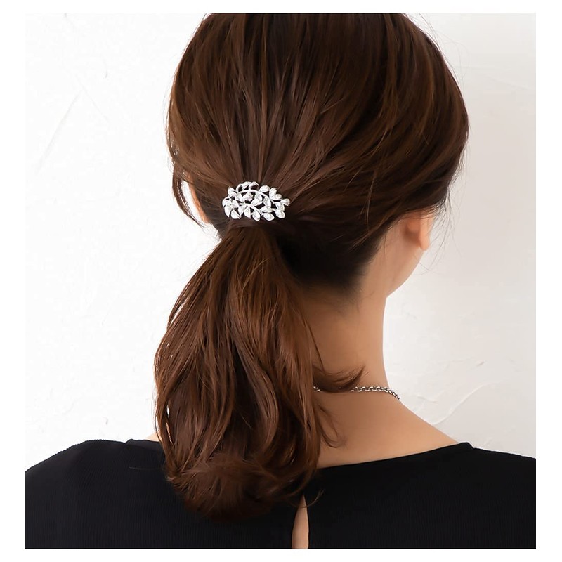 JewelVOX Pony Hook, Hair Accessories, Women's, Popular, Leaf, Metal (Silver)