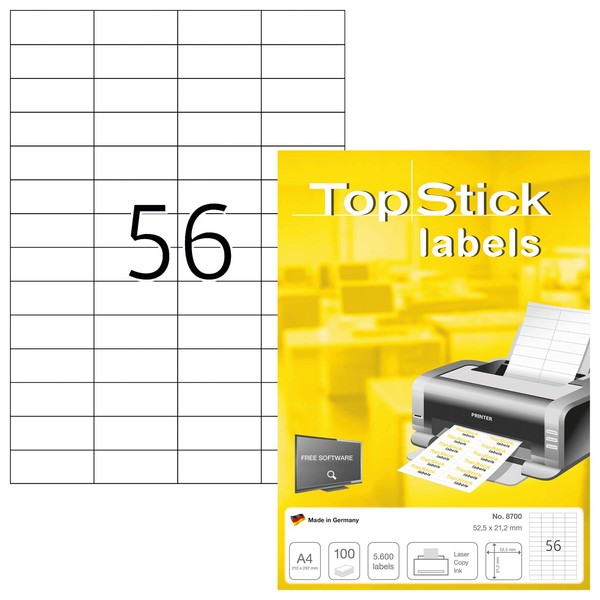 Top Stick 8700 Universal Labels 52.5 x 21.2 mm White