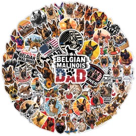 64pcs Belgian Malinois Stickers Waterproof Decals for Water Bottles Laptop Luggage Computer Scrapbooking Teens Adults Girls Kids Funny Party Birthday Decorations