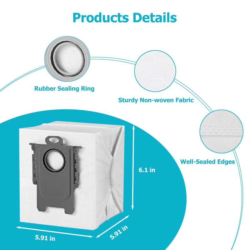 Janhaley 6 Pack Dust Bag for Roborock Q7 M5+, Q10
