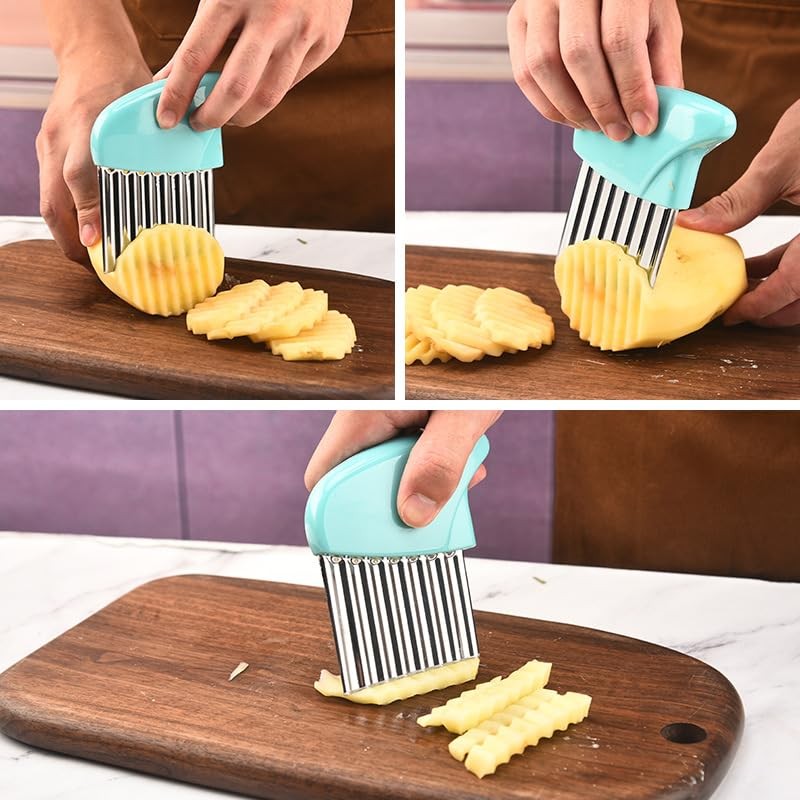 Crinkle Cutter Stainless Steel Potato Carrot Chip Vegetable Crinkle Wavy