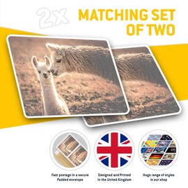 Rectangle Stickers(Set of 2) 7.5cm - Cute Llama Alpaca Mum Baby Laptop Tablet Luggage Scrapbook #12989