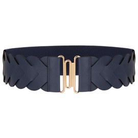 JASGOOD Women's Wide Elastic Belt Vintage Stretchy Belt for Dresses Braided Waist Belt