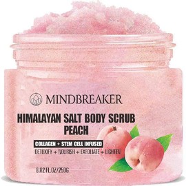 Himalayan Salt Body Scrub with Peach, Pink Body Scrub, Exfoliating Body Salt Scrub to Exfoliate & Moisturize Skin - Great Gifts For Women(8.82 oz)(Peach)