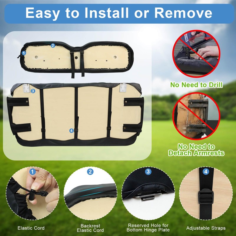 MOSNAI EZGO RXV Seat Cover, Golf Cart Front Seat Cover