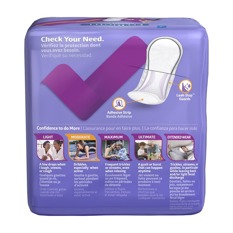 FitRight Incontinence Bladder Control Pads, Moderate Absorbency, 4.3" x 11",