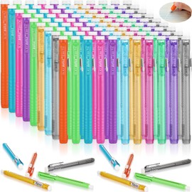 Ctosree 96 Pcs Retractable Mechanical Eraser Bulk Pen Style Erasers Portable Pen Eraser with Grip Retractable Eraser for School Office Painting Writing (Colorful)