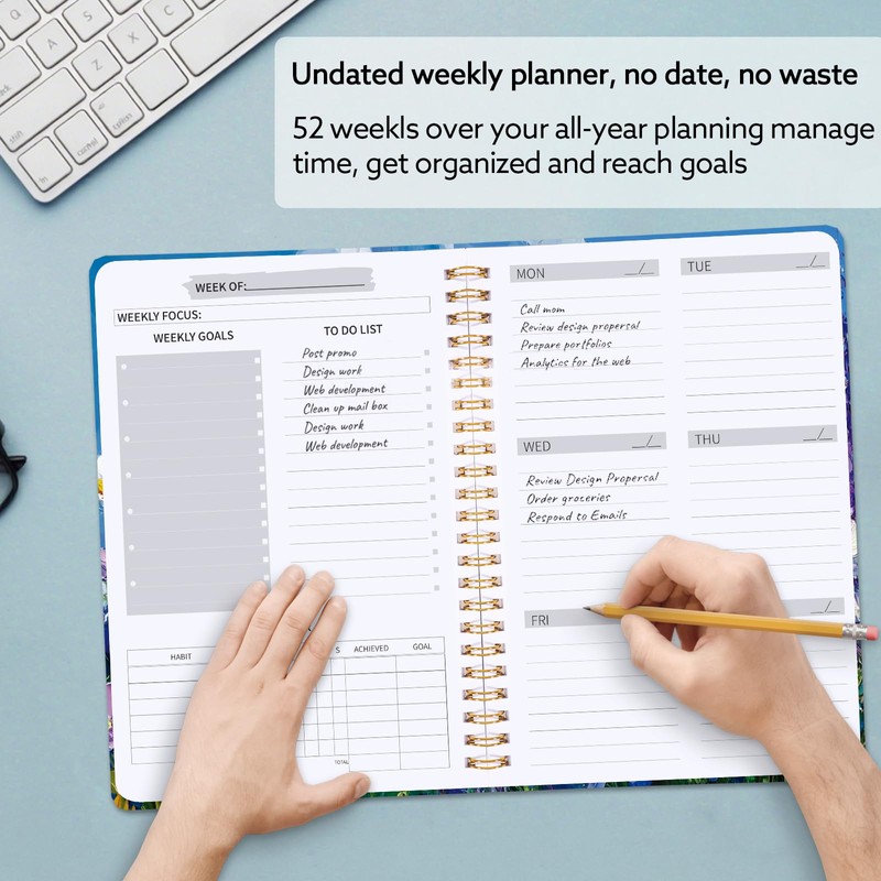 Undated Weekly Planner, A5 Weekly To Do List Notebook with